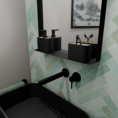 City Mirror with Shelf 50 Black - Hyperion Tiles