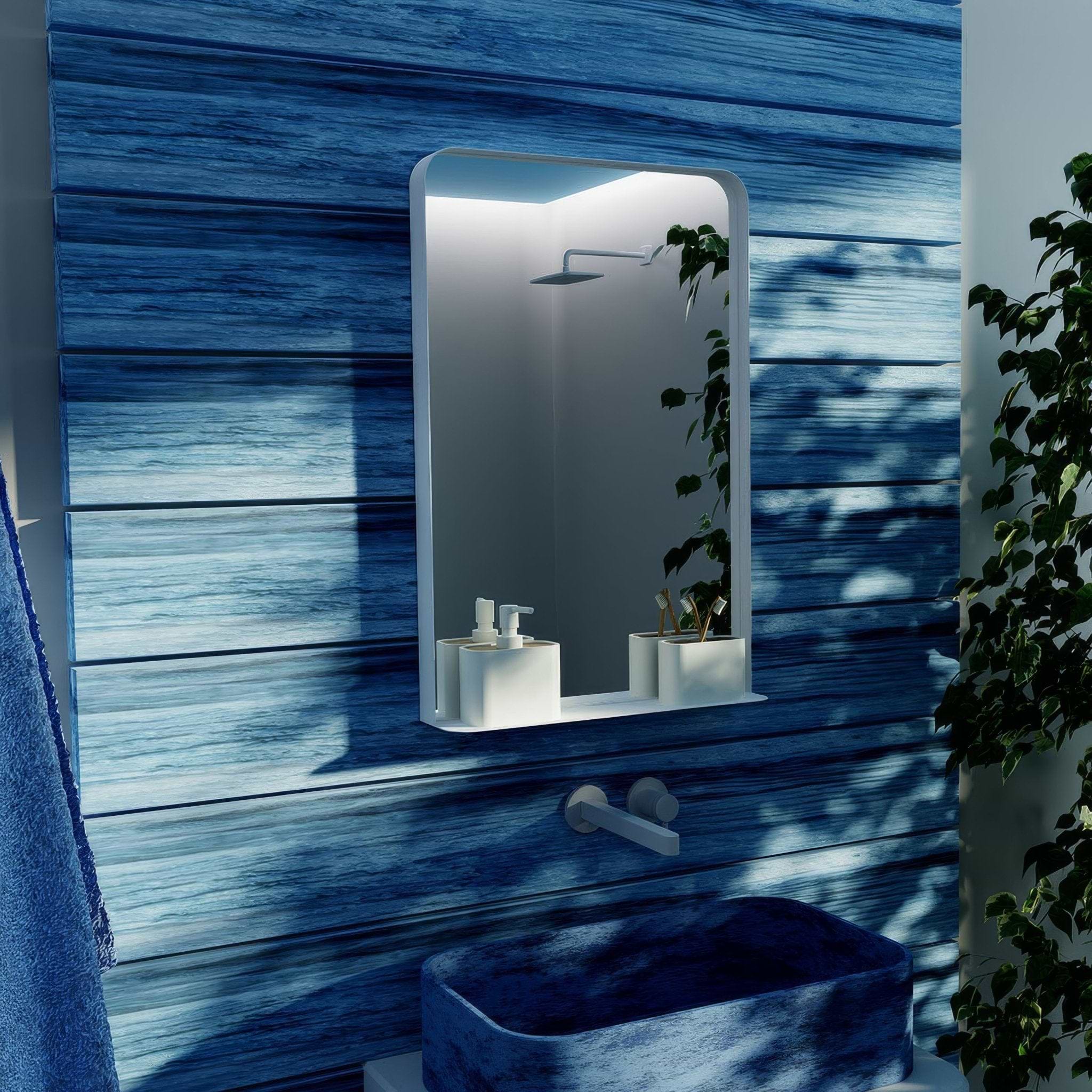 City Mirror with Shelf 50 White - Hyperion Tiles