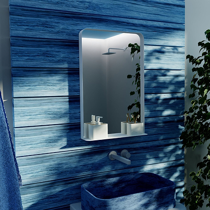 City Mirror with Shelf 50 White - Hyperion Tiles