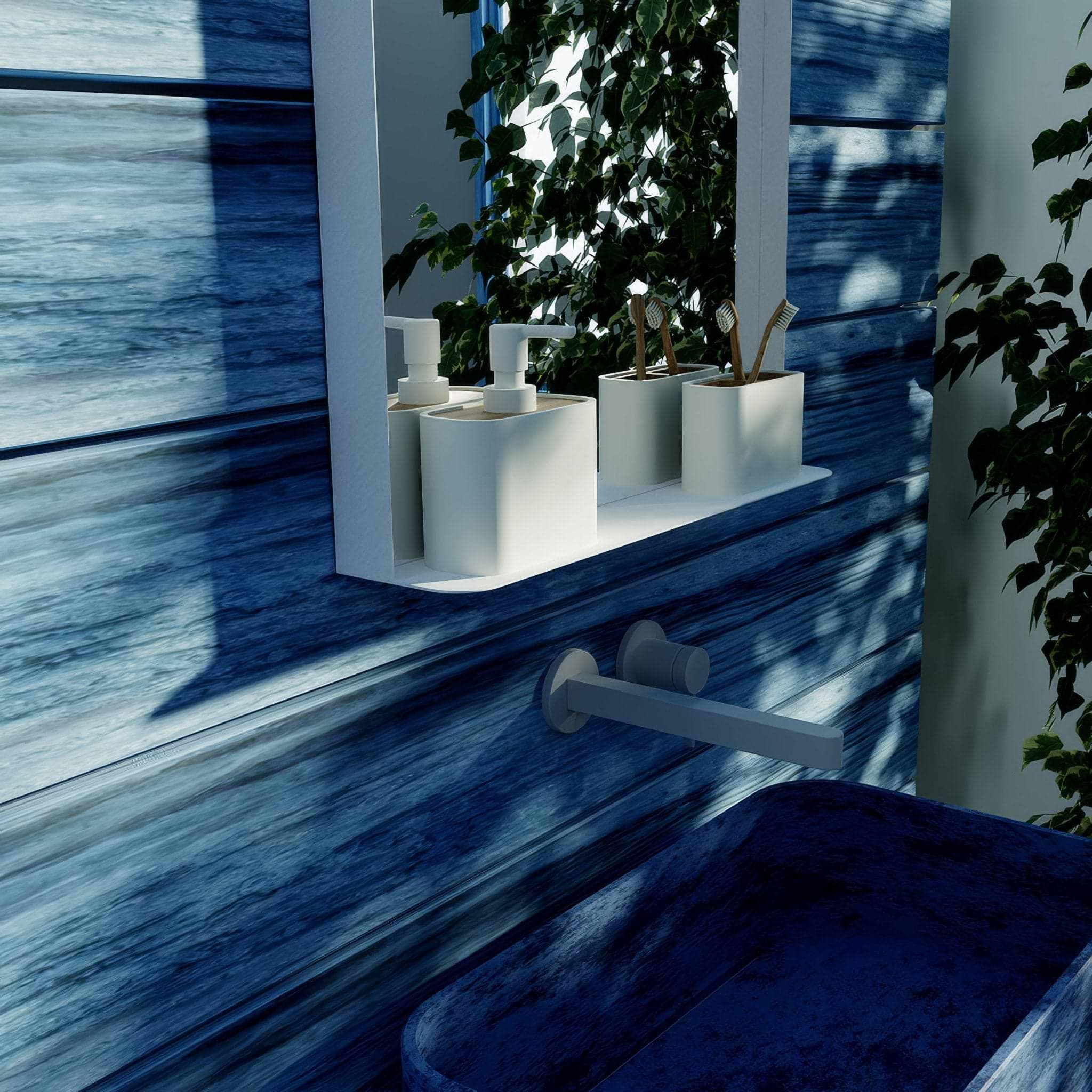 City Mirror with Shelf 50 White - Hyperion Tiles