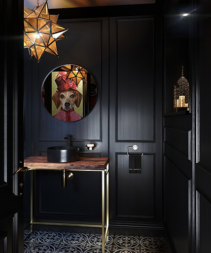 City Round Mirror 60cm Black - Hyperion Tiles