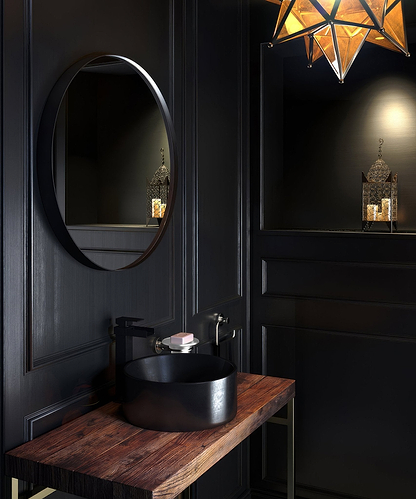 City Round Mirror 60cm Black - Hyperion Tiles