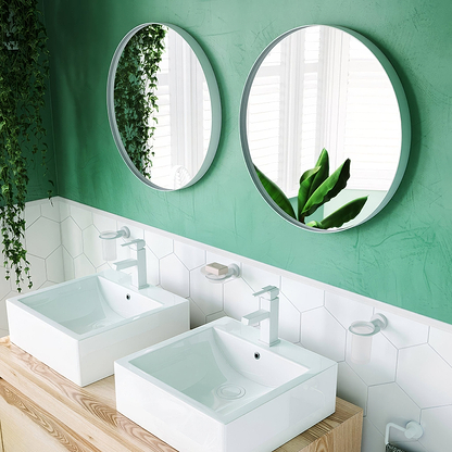 City Round Mirror 60cm White - Hyperion Tiles