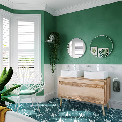 City Round Mirror 75cm White - Hyperion Tiles