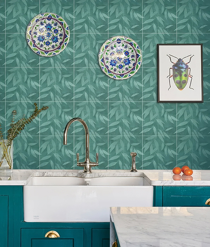 Willow Porcelain Teal By Clarissa Hulse - Hyperion Tiles - Ca'Pietra