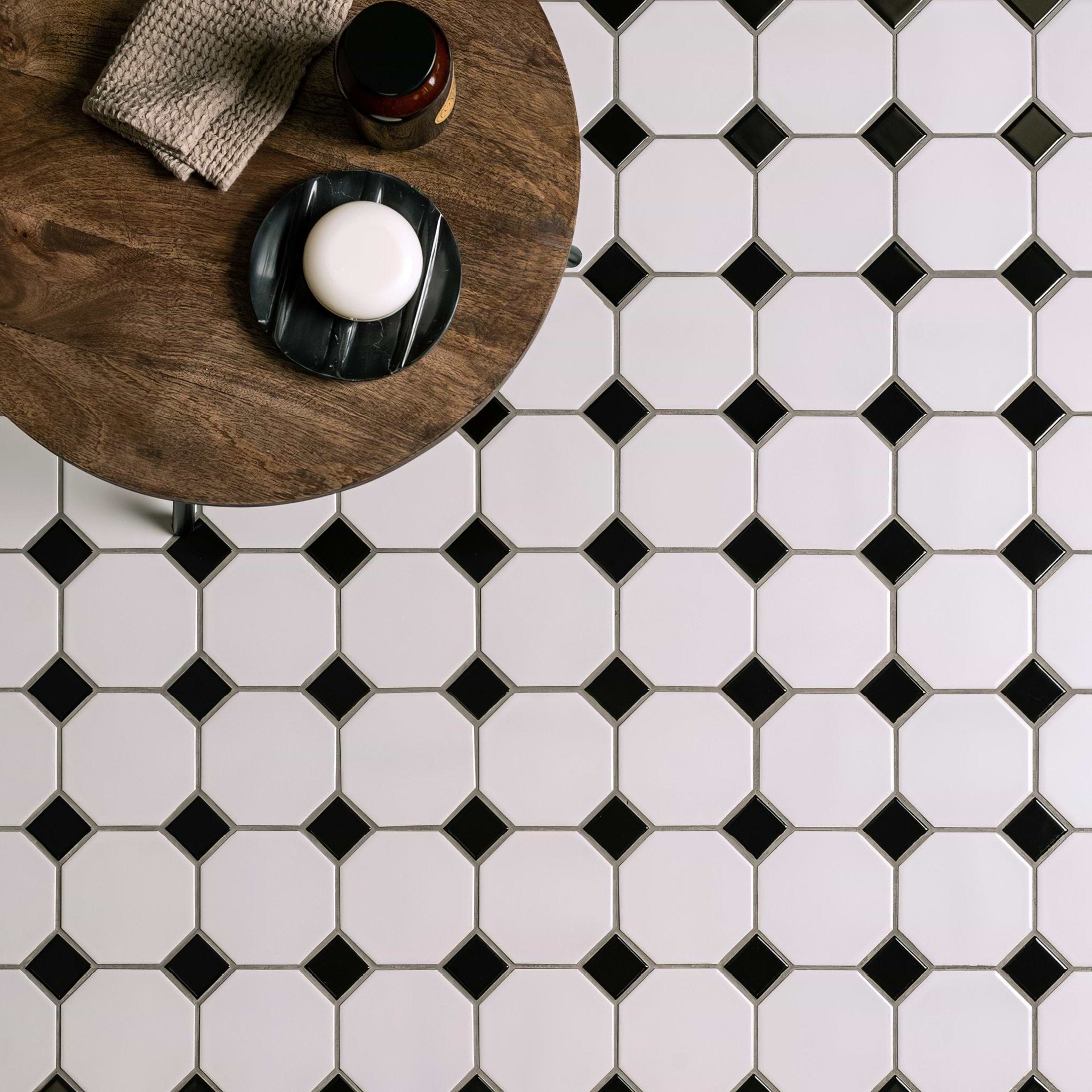 Classic Octagon and Dot Floor Mosaic - Hyperion Tiles