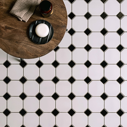 Classic Octagon and Dot Floor Mosaic - Hyperion Tiles
