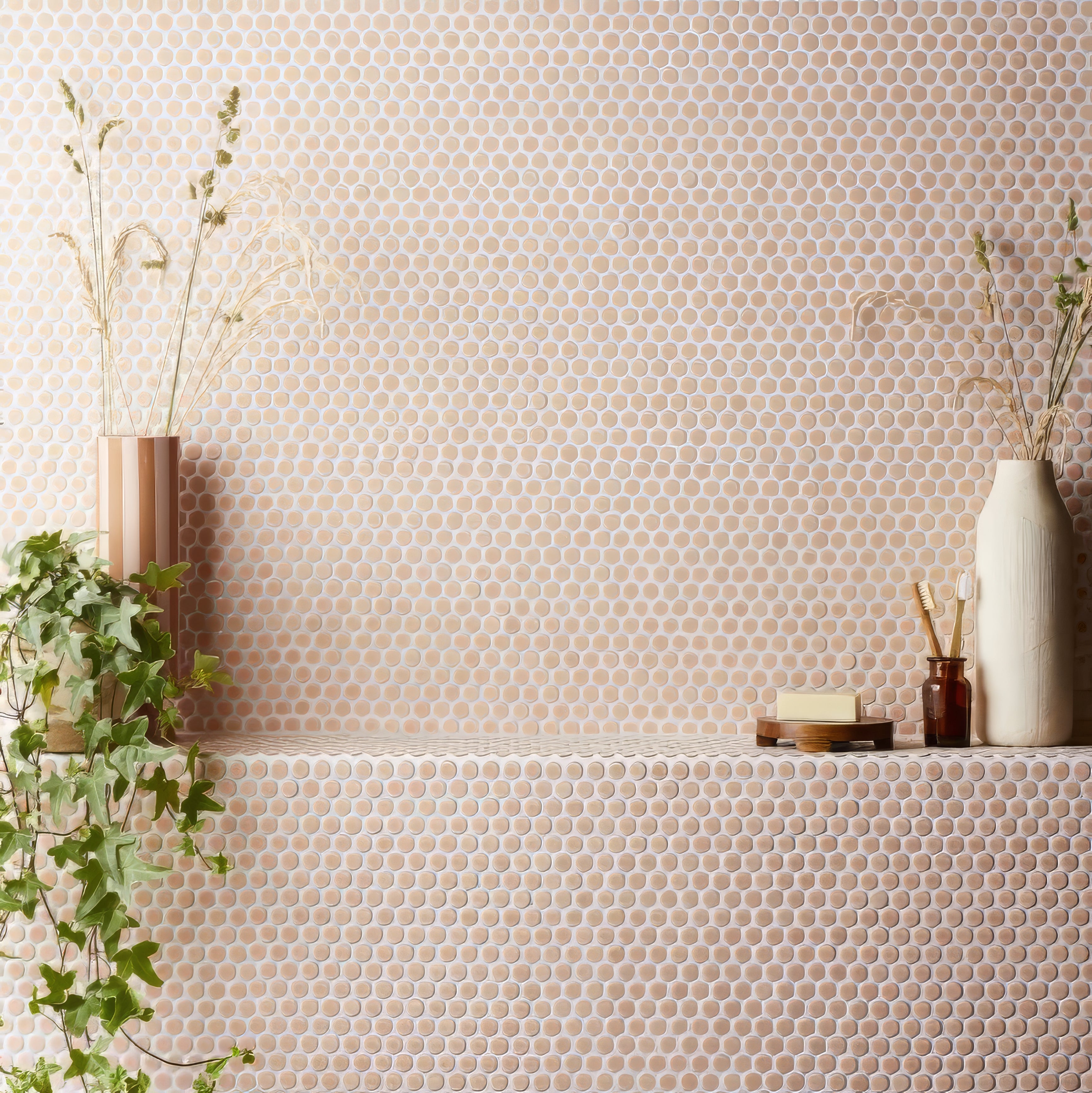 Copenhagen Penny Round Pink Mosaic - Hyperion Tiles