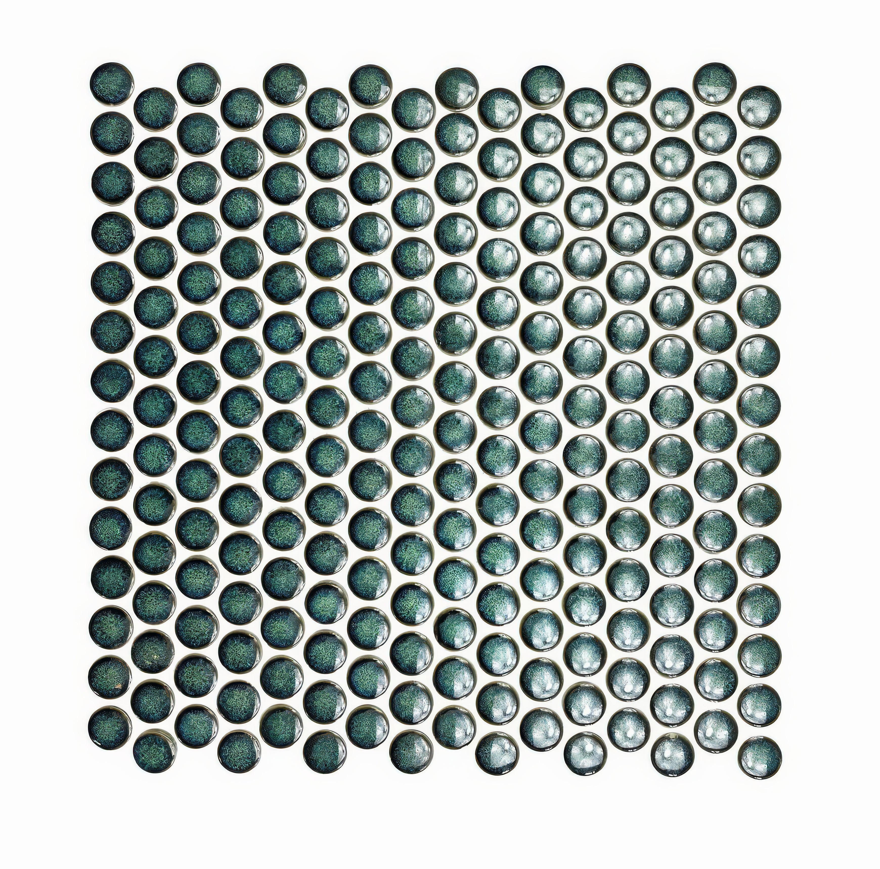 Copenhagen Penny Round Dark Green Mosaic - Hyperion Tiles