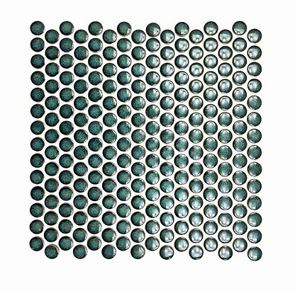 Copenhagen Penny Round Dark Green Mosaic - Hyperion Tiles