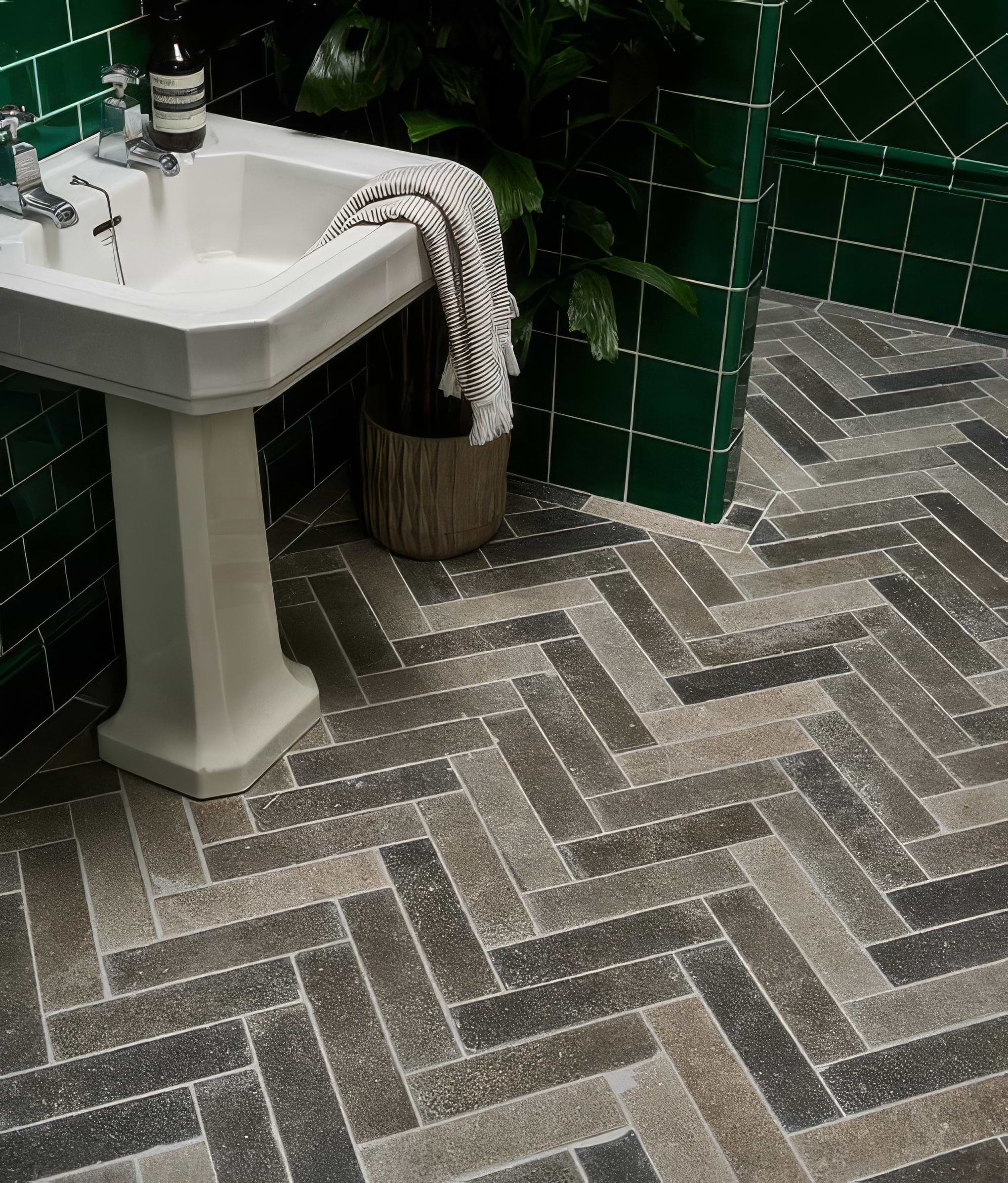 Kimmeridge Limestone Tumbled & Etched Parquet By Hyperion Tiles