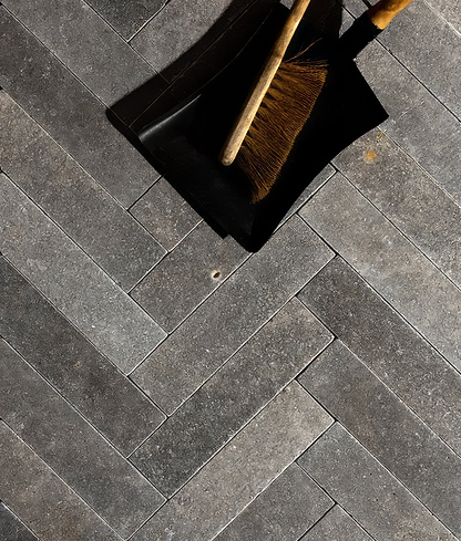Corfe Limestone Tumbled & Etched Parquet - Hyperion Tiles