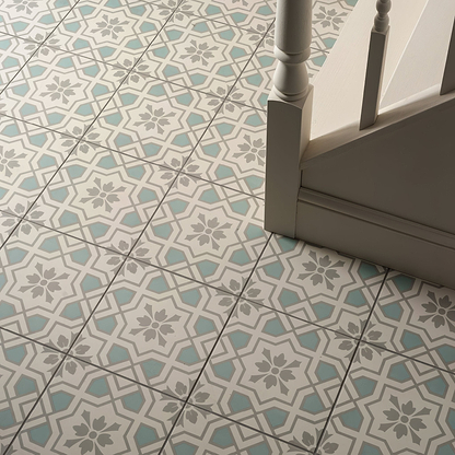 Cotehele Teal On Chalk - Hyperion Tiles