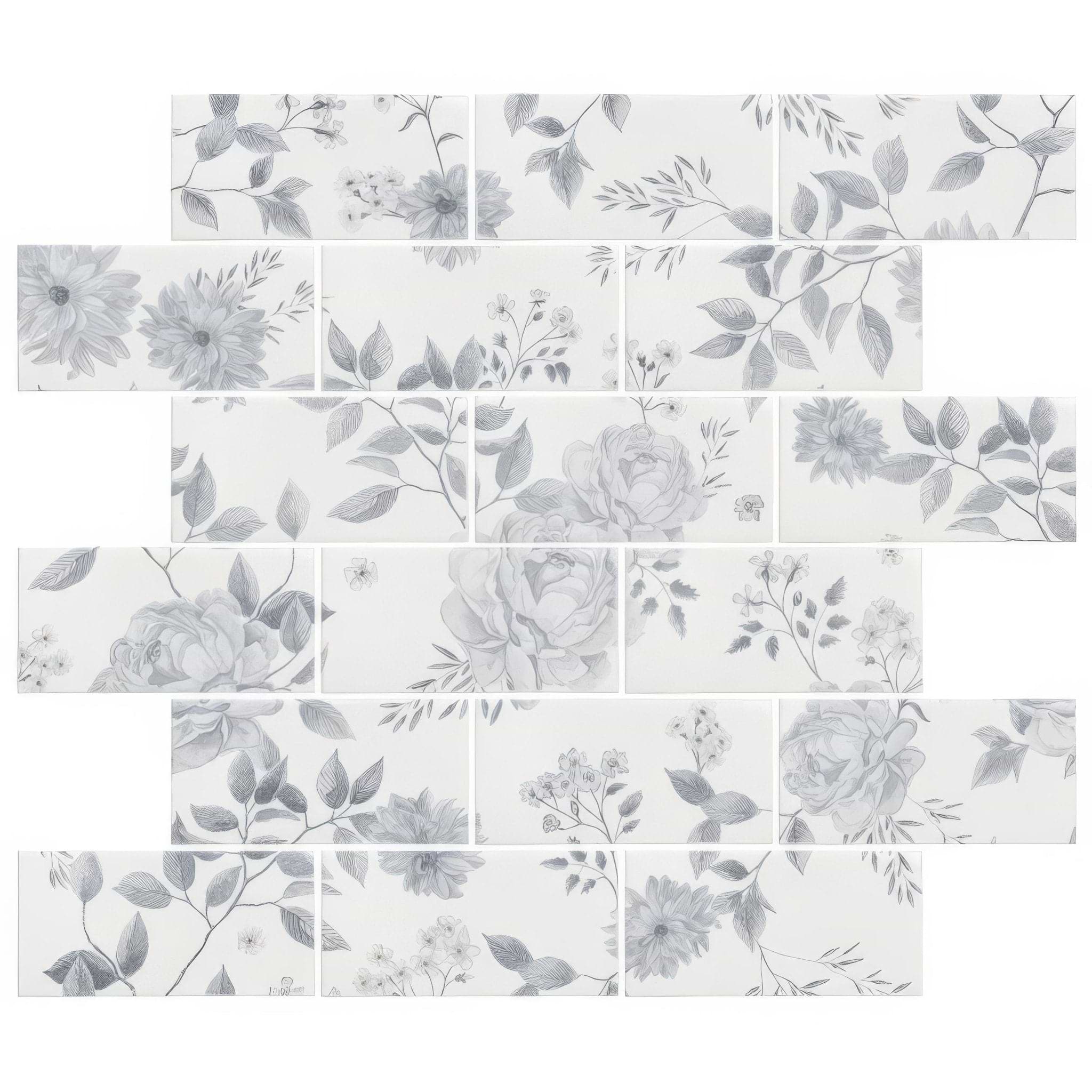Cottage Garden Blue 18 Tile Panel - Hyperion Tiles