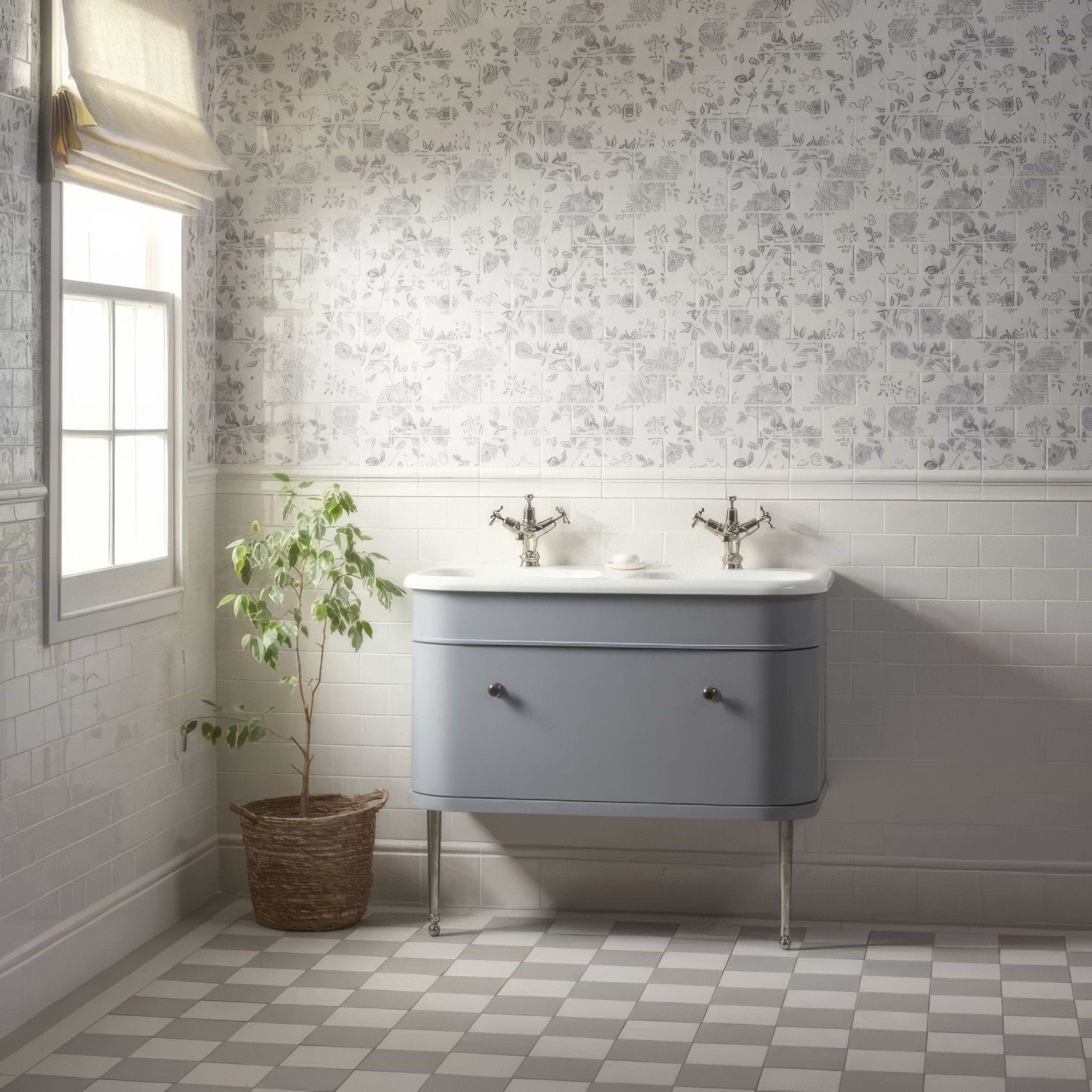 Cottage Garden Blue 18 Tile Panel - Hyperion Tiles