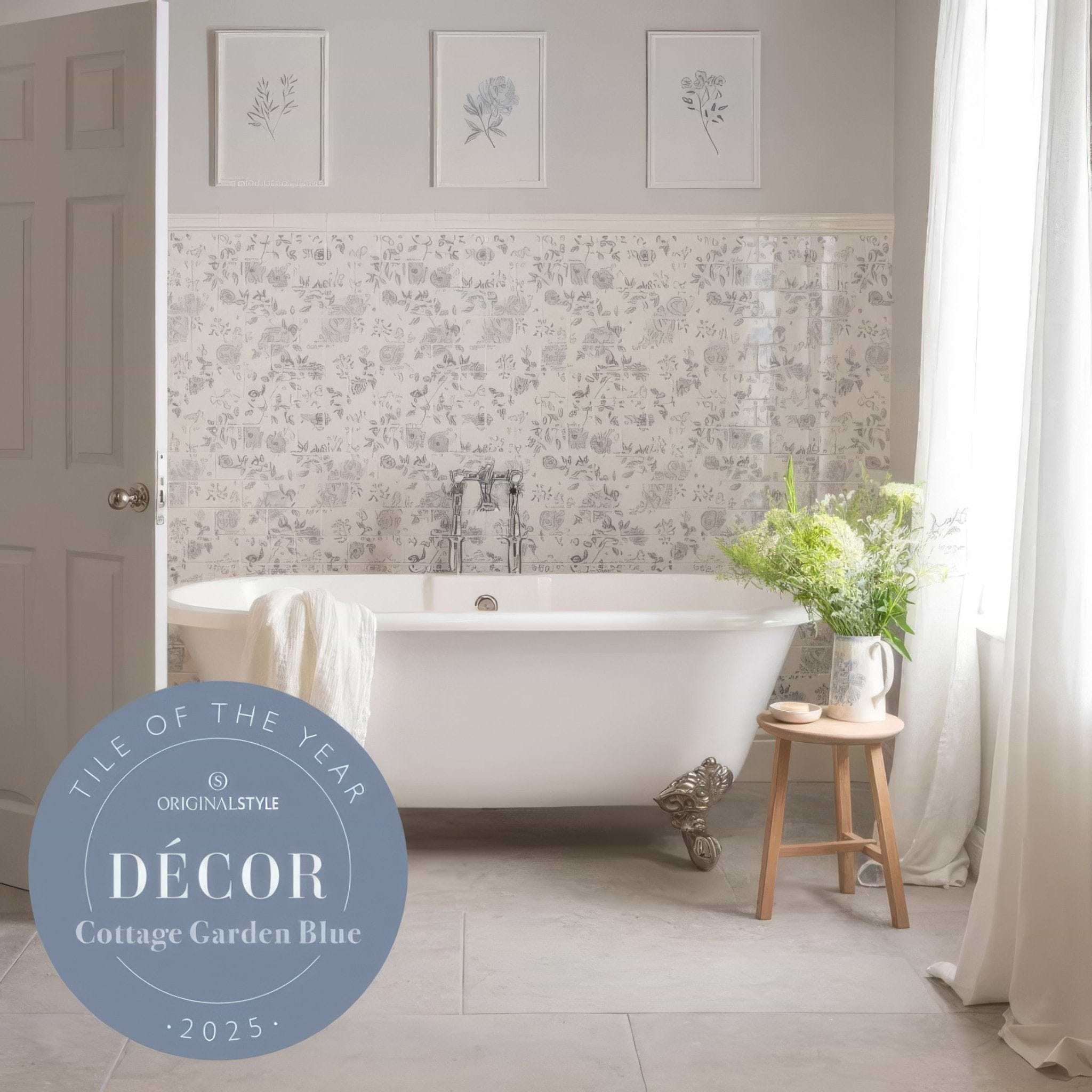 Cottage Garden Blue 18 Tile Panel - Hyperion Tiles