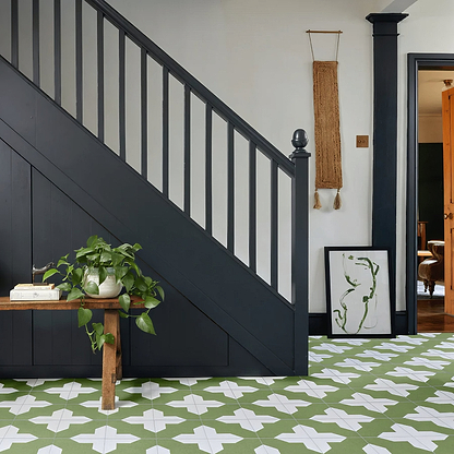 Crosses Forest Green Porcelain Tile - Hyperion Tiles