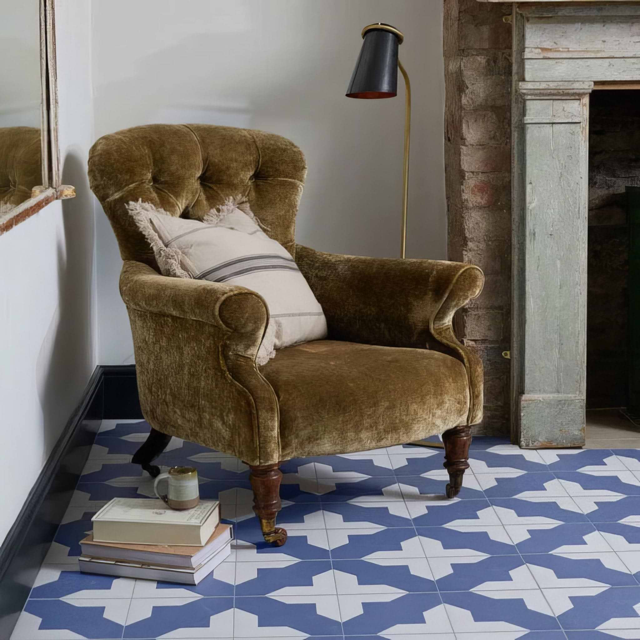Crosses Navy Porcelain Tile - Hyperion Tiles