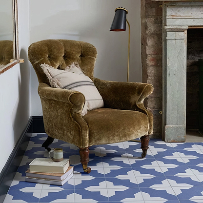Crosses Navy Porcelain Tile - Hyperion Tiles