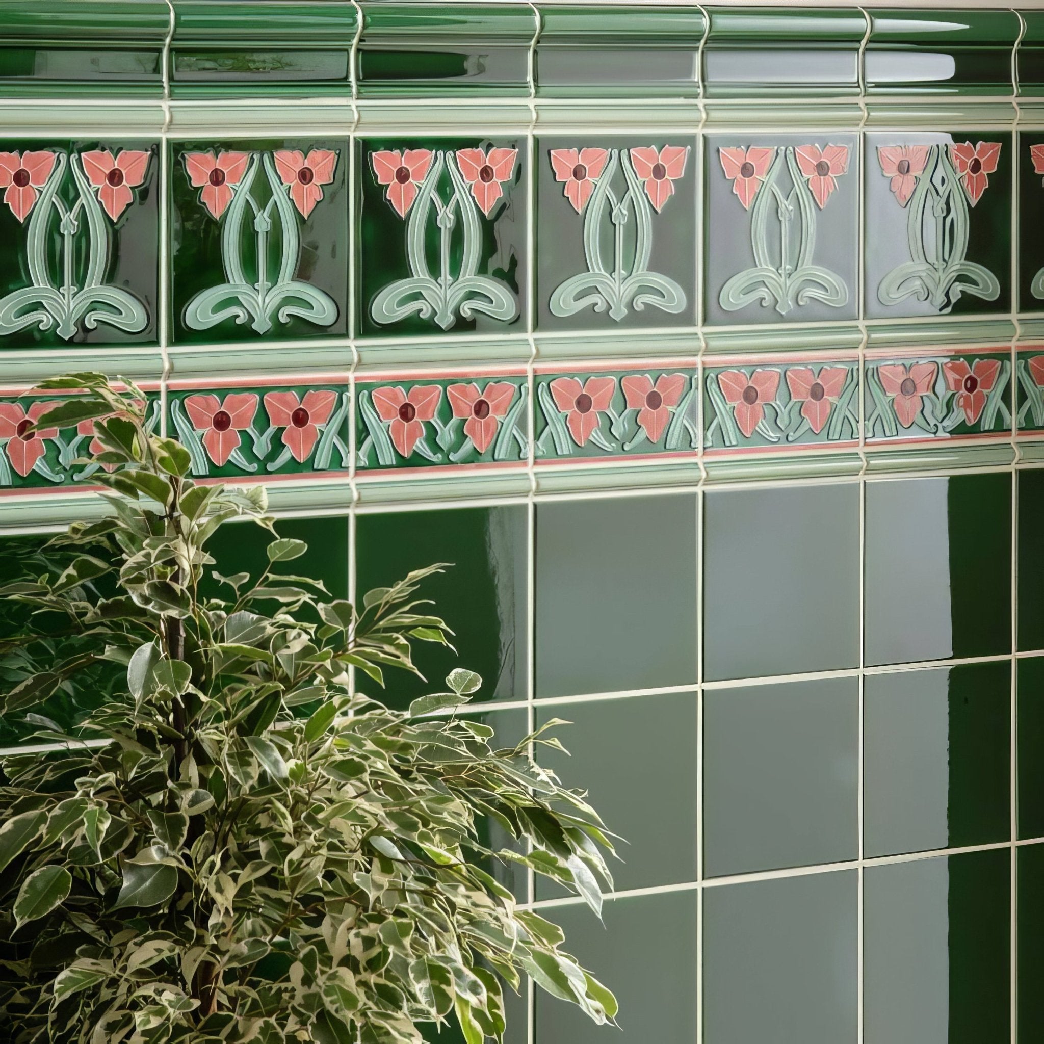 Dauphine Border on Victorian Green - Hyperion Tiles