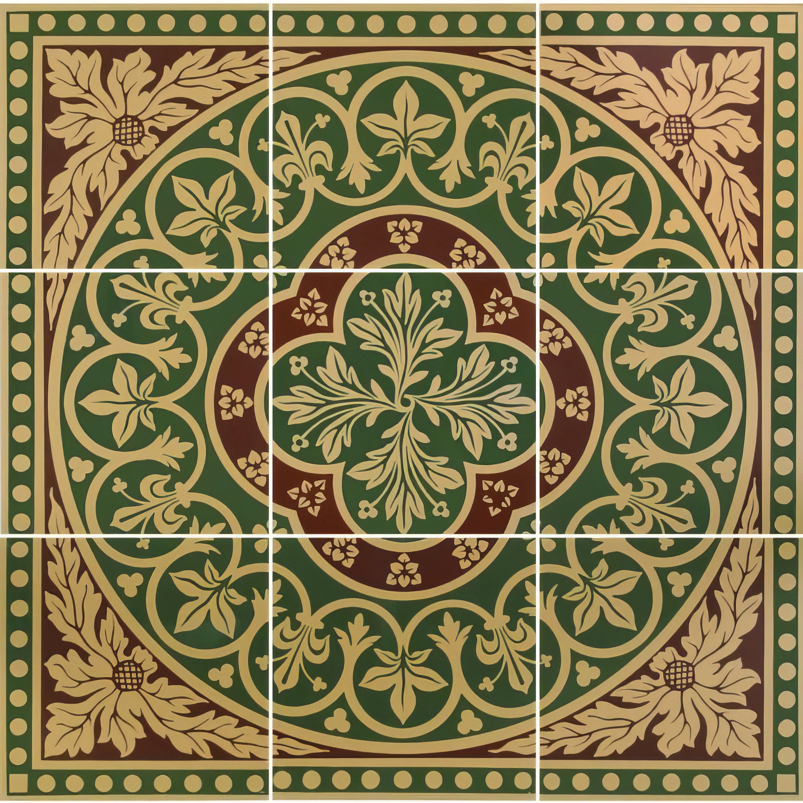 Disraeli 9 Tile Set Green - Hyperion Tiles