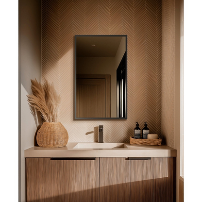 Docklands Rectangular Mirror 50x80cm Brushed Stainless Steel - Hyperion Tiles