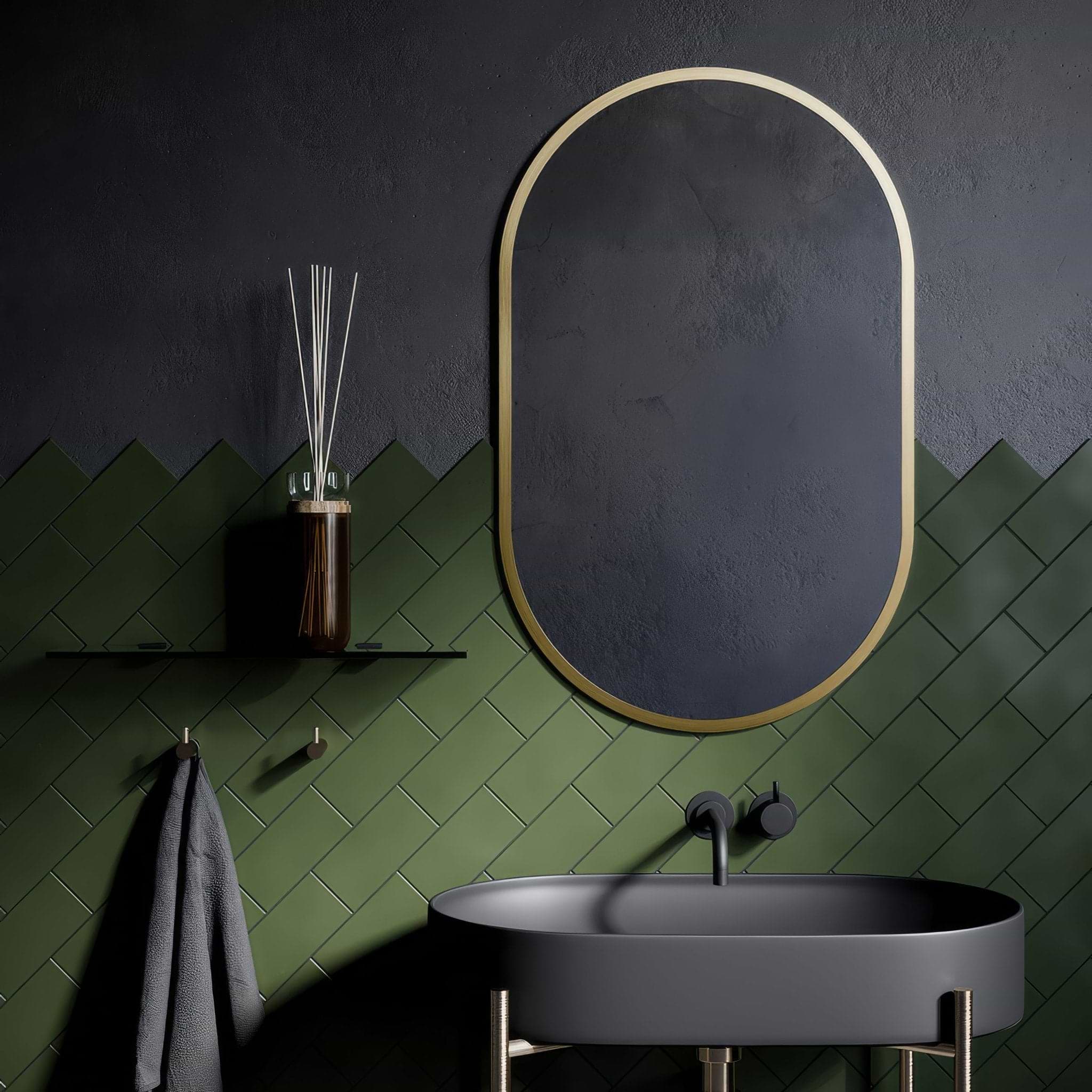 Docklands Capsule Mirror Brushed Brass - Hyperion Tiles