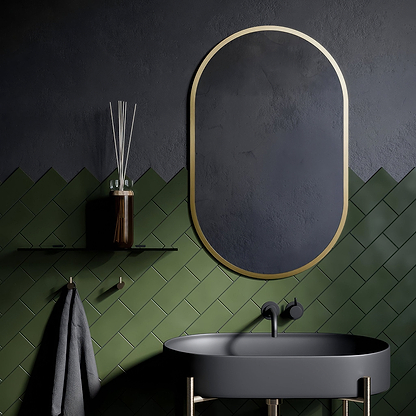 Docklands Capsule Mirror Brushed Brass - Hyperion Tiles
