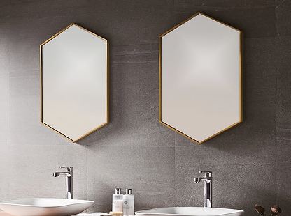 Docklands Hexagonal Mirror Brushed Brass - Hyperion Tiles
