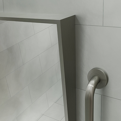 Docklands Inclusive Angled Mirror Brushed Stainless Steel - Hyperion Tiles