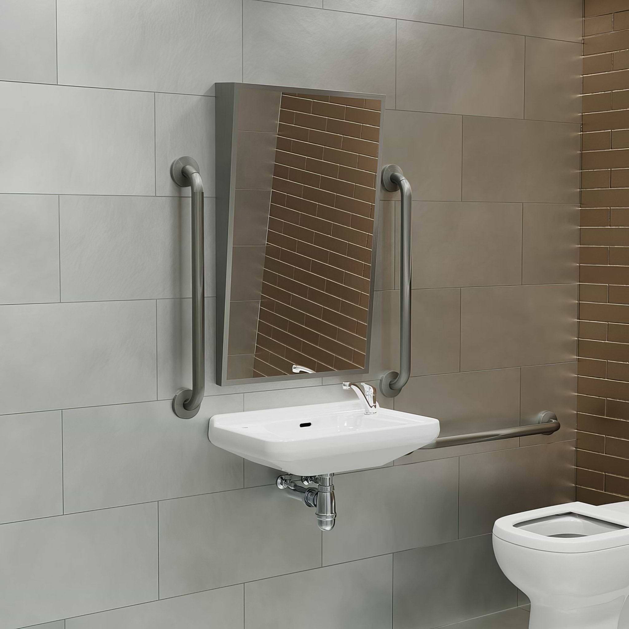 Docklands Inclusive Angled Mirror Brushed Stainless Steel - Hyperion Tiles