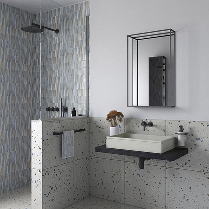 Docklands Mirror With Shelf 50x80cm in Black - Hyperion Tiles