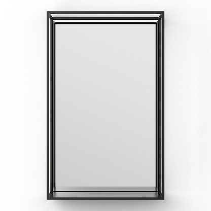 Docklands Mirror With Shelf 50x80cm in Black - Hyperion Tiles