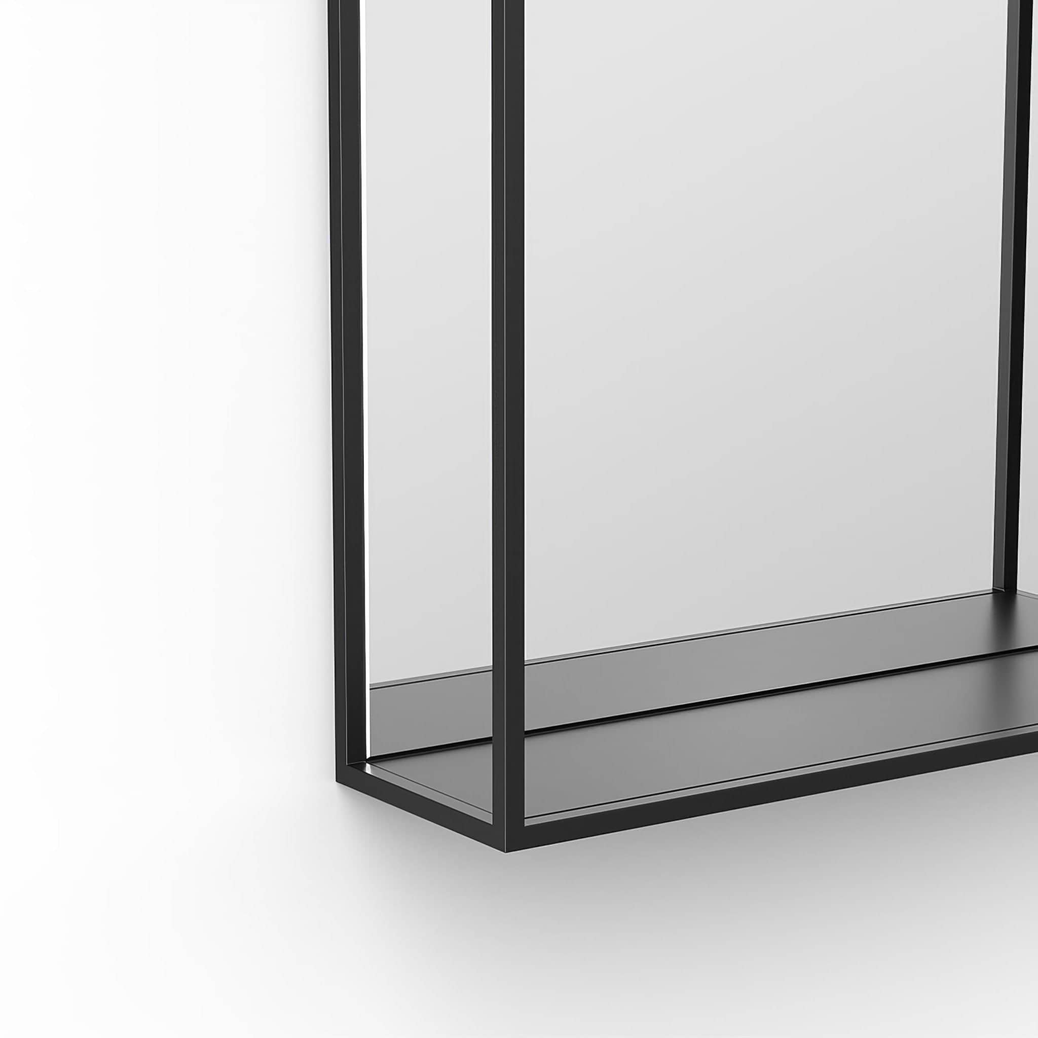 Docklands Mirror With Shelf 50x80cm in Black - Hyperion Tiles