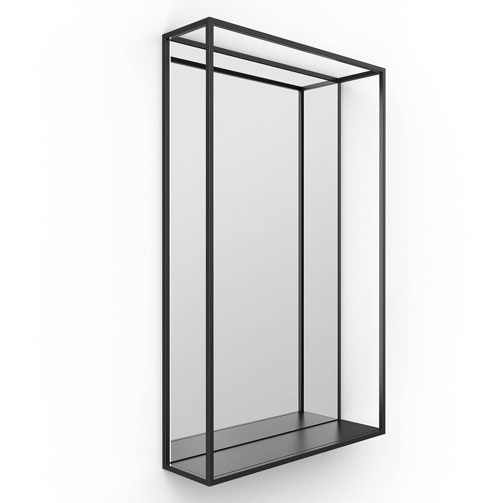 Docklands Mirror With Shelf 50x80cm in Black - Hyperion Tiles