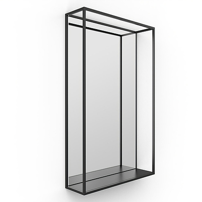 Docklands Mirror With Shelf 50x80cm in Black - Hyperion Tiles