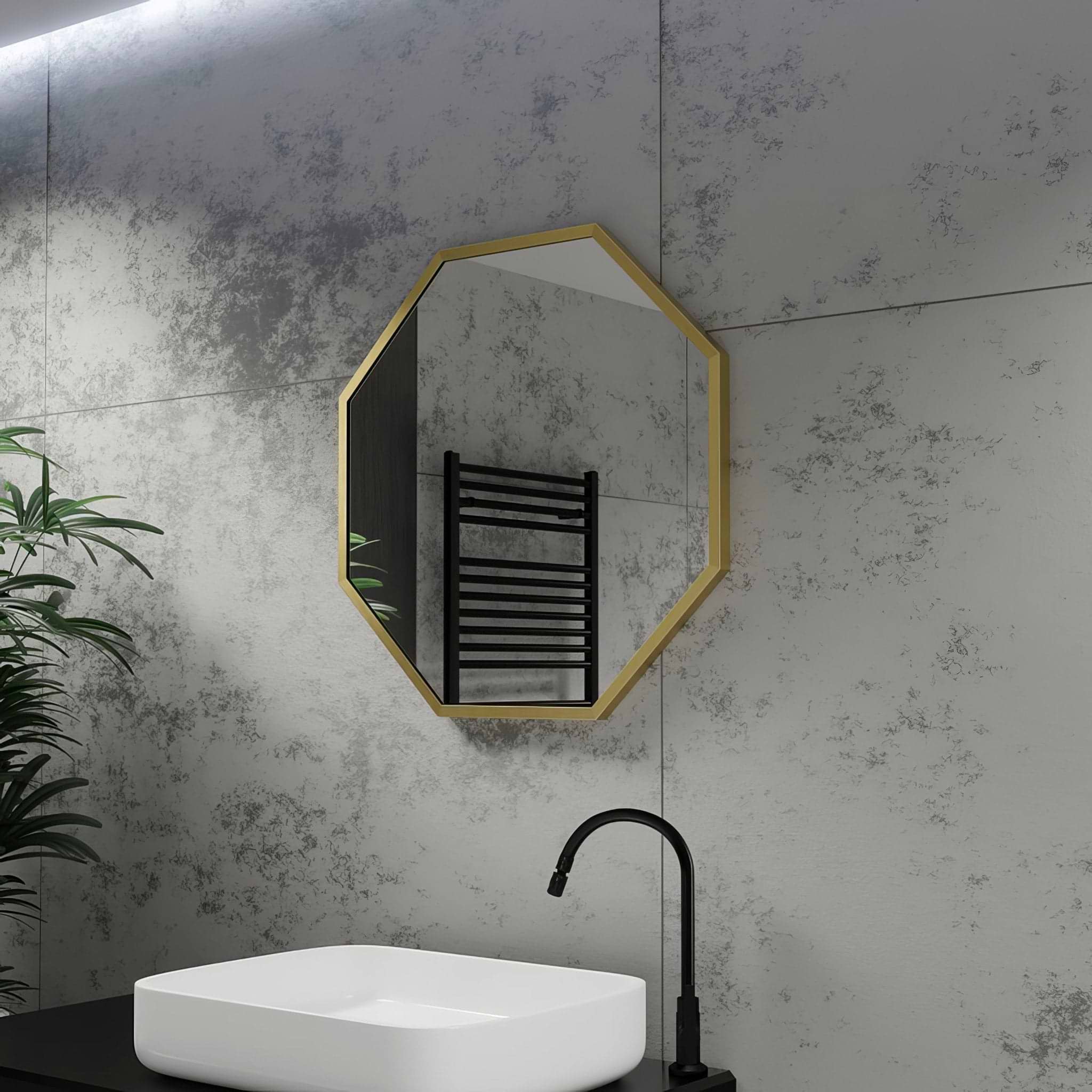Docklands Octagon Mirror 60cm Brushed Brass - Hyperion Tiles