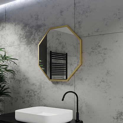 Docklands Octagon Mirror 60cm Brushed Brass - Hyperion Tiles