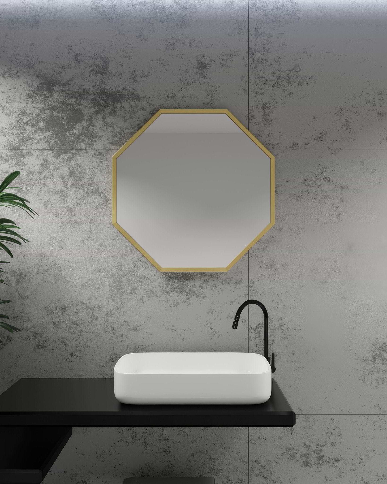 Docklands Octagon Mirror 60cm Brushed Brass - Hyperion Tiles