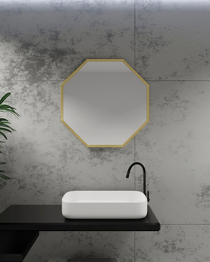 Docklands Octagon Mirror 60cm Brushed Brass - Hyperion Tiles