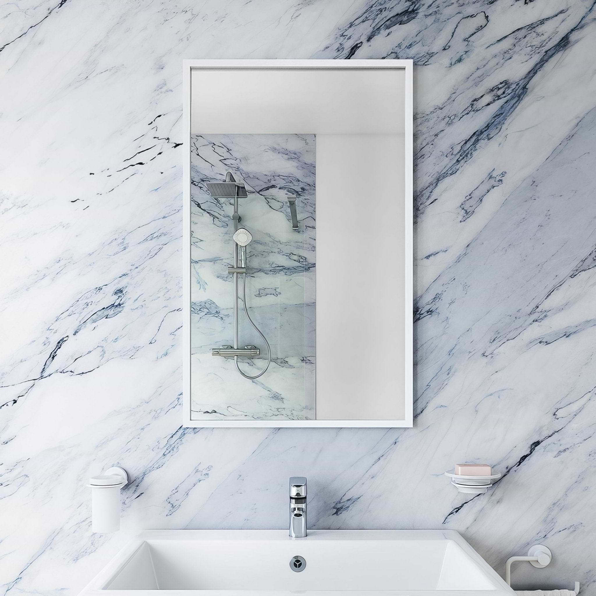 Docklands Rectangular Mirror 40x70cm White - Hyperion Tiles