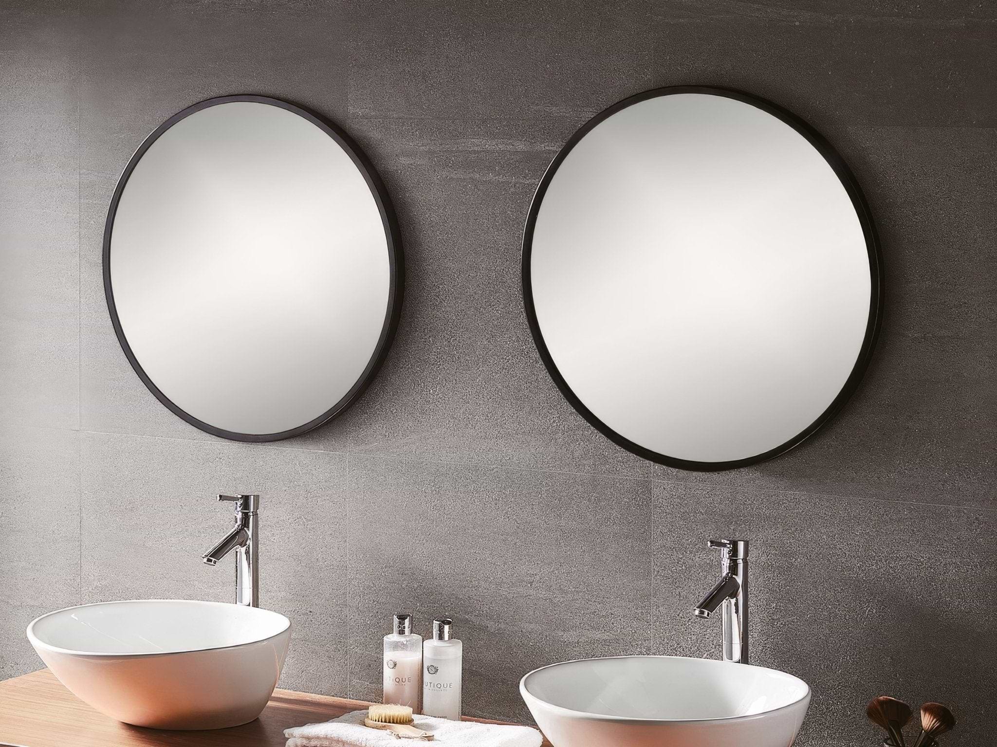 Docklands Round Mirror 60cm Black - Hyperion Tiles