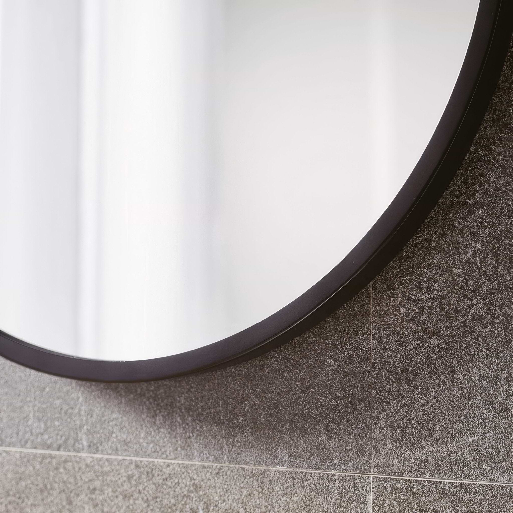 Docklands Round Mirror 60cm Black - Hyperion Tiles