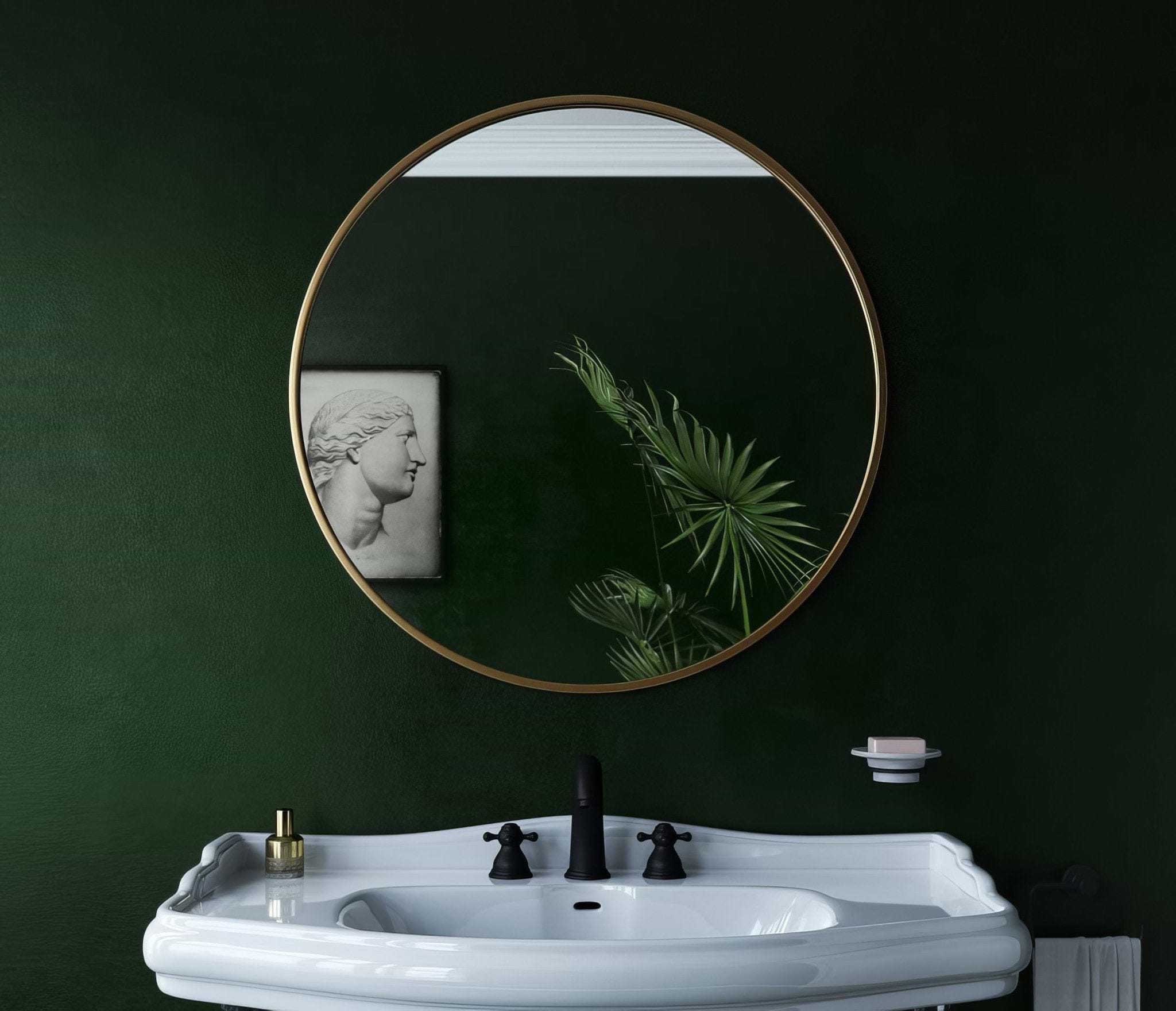 Docklands Round Mirror 80cm Brushed Brass - Hyperion Tiles
