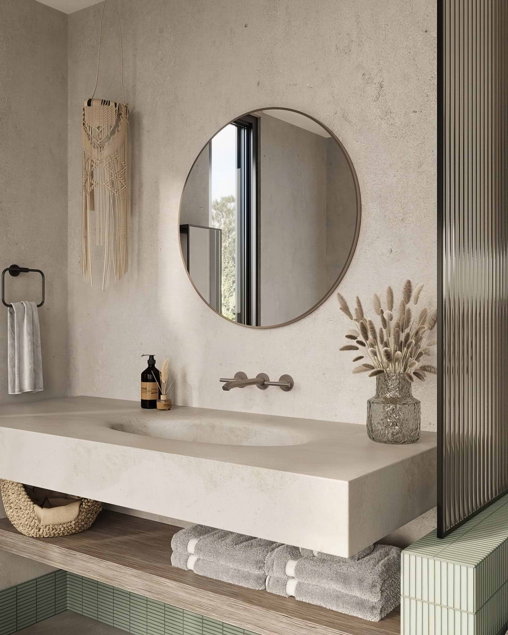 Docklands Round Mirror 80cm Brushed Bronze - Hyperion Tiles