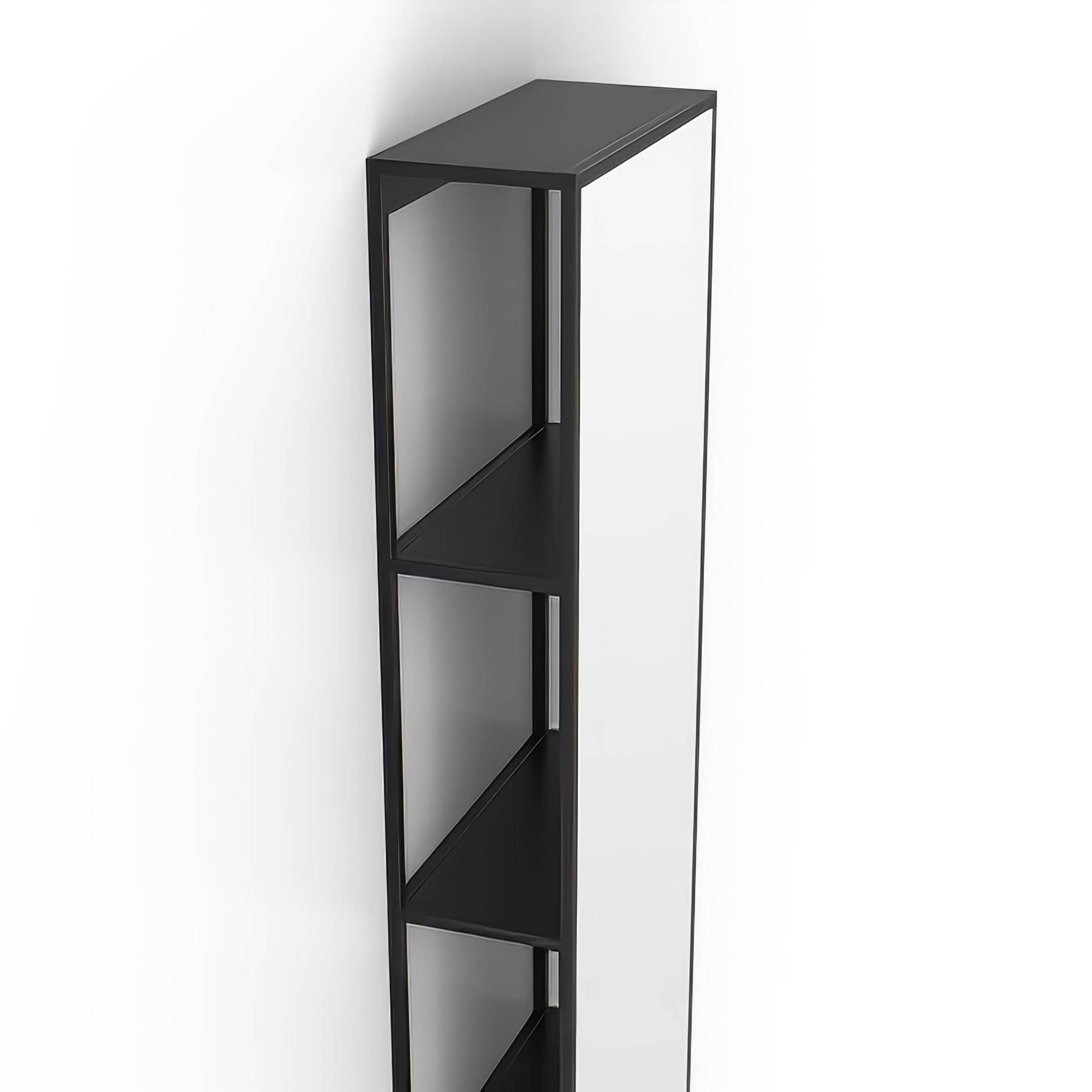 Dockside Mirror With Open Shelving 140x30cm in Black - Hyperion Tiles