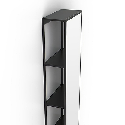 Dockside Mirror With Open Shelving 140x30cm in Black - Hyperion Tiles