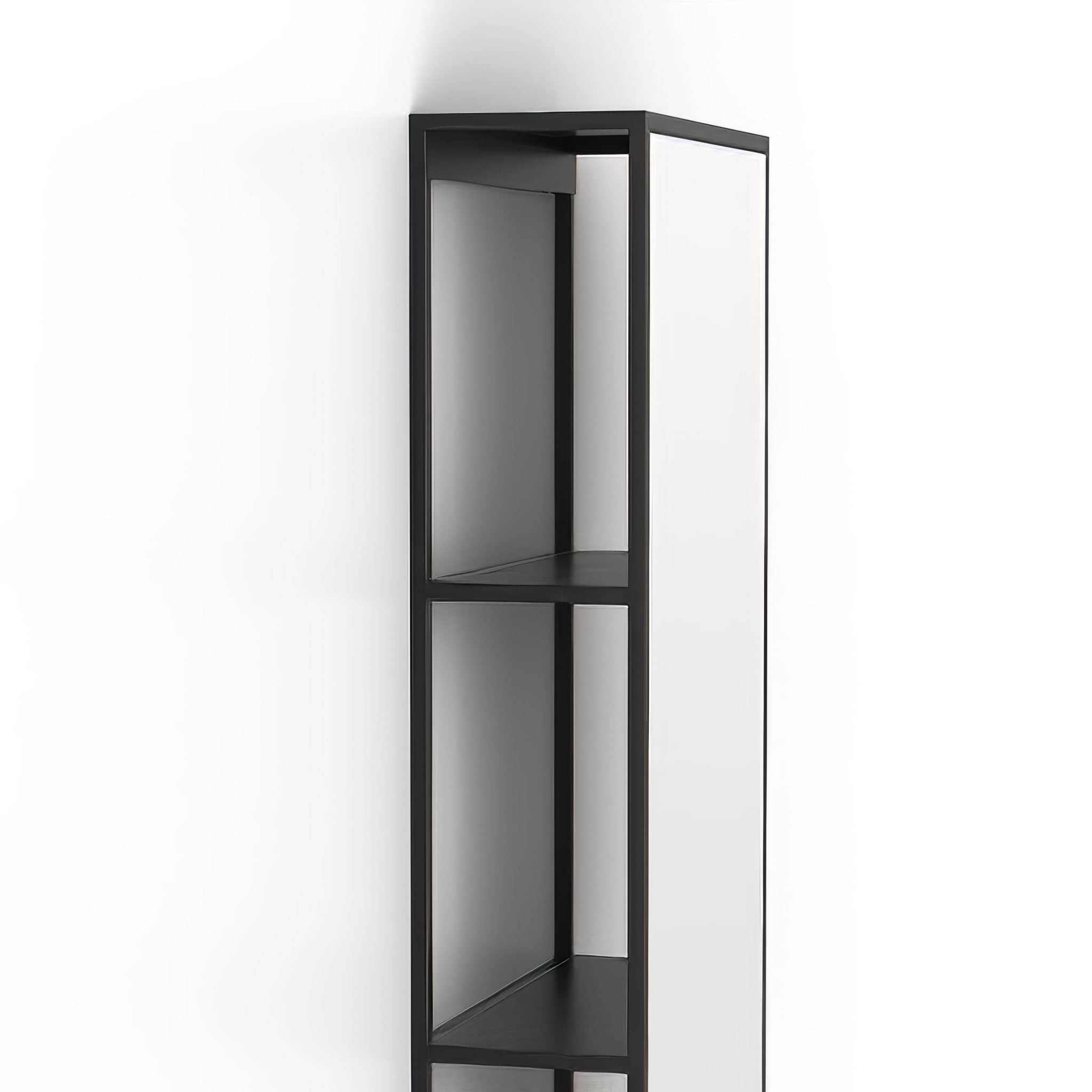 Dockside Mirror With Open Shelving 140x30cm in Black - Hyperion Tiles