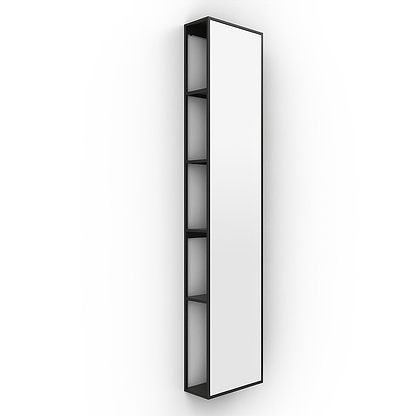 Dockside Mirror With Open Shelving 140x30cm in Black - Hyperion Tiles
