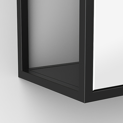 Dockside Mirror With Open Shelving 140x30cm in Black - Hyperion Tiles